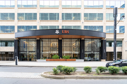 Nashville, Tennessee, USA - December 29, 2021: UBS office building in UBS Tower on Deaderick Street in  Nashville, Tennessee, USA. UBS Group AG is a Swiss multinational investment bank and financial s