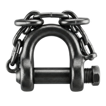 Heavy duty steel industrial shackle and metal chain transparent background