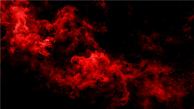 Dramatic crimson nebula swirls in deep space, a celestial masterpiece of cosmic dust and gas, evoking a sense of awe and mystery