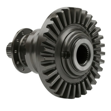Industrial heavy duty metal differential gear cutout on transparent background
