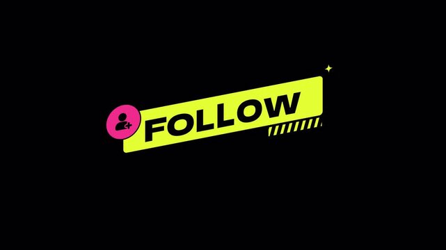 Animated Neon Yellow Follow Button with User Icon