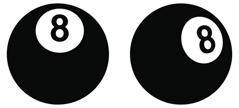 Billiard ball icon flat pictogram vector stock illustration showing minimalist cue ball symbol, flat style sports icon set element, suitable for pool hall branding, gaming interfaces, tournament poste