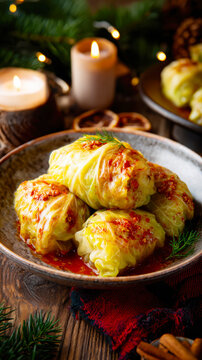 Christmas Eve Stuffed Cabbage Rolls &ndash; AI Generative