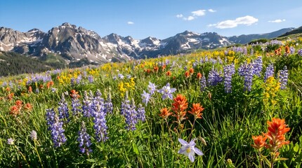Fototapeta premium Wildflower Mountain Field Beautiful Nature Desktop Wallpaper 8K Ultra HD UHD