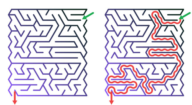 Geometric Triangle Maze Puzzle with Curved Escape Route and Logic Challenge