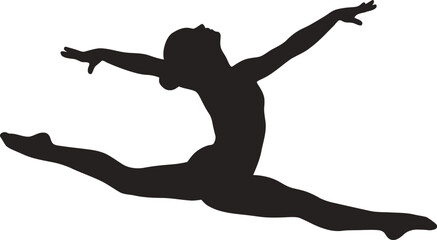 Fototapeta premium A dancer performs an elegant leap in mid-air with arms outstretched.
