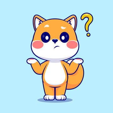 Cute Shiba Inu Dog Confused Cartoon