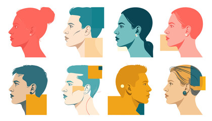 Human Profile Portrait Icon Set © Anis
