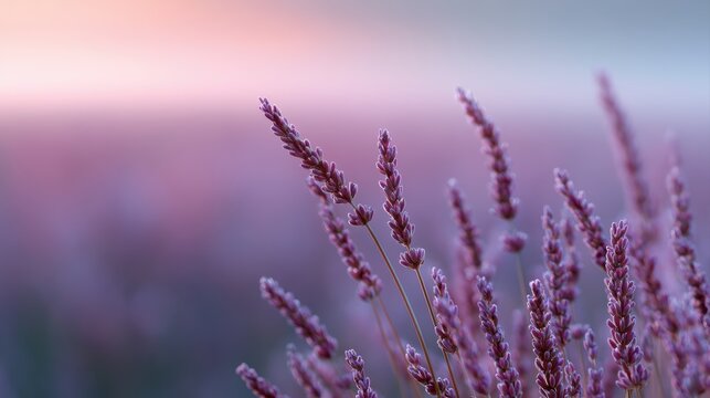 soft lavender flower field with blurred sunset, romantic wallpaper backdrop