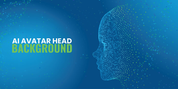 Creative ai avatar head with layered digital textures