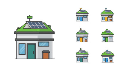 Fototapeta premium Eco-Friendly House Icon Set