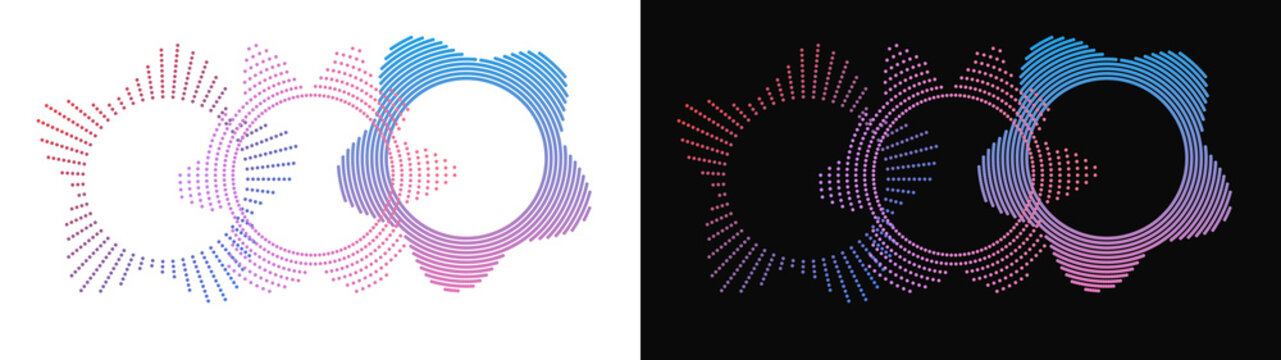 PNG image of Abstract audio waveform illustrations, digital sound visualization, music equalizer graphics, vibrant gradient colors, modern graphic design elements isolated on Transparent