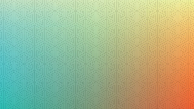 Abstract geometric hexagon pattern background with gradient light blue green and orange color.