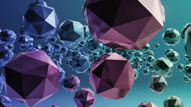 Abstract background featuring floating geometric shapes in vibrant colors