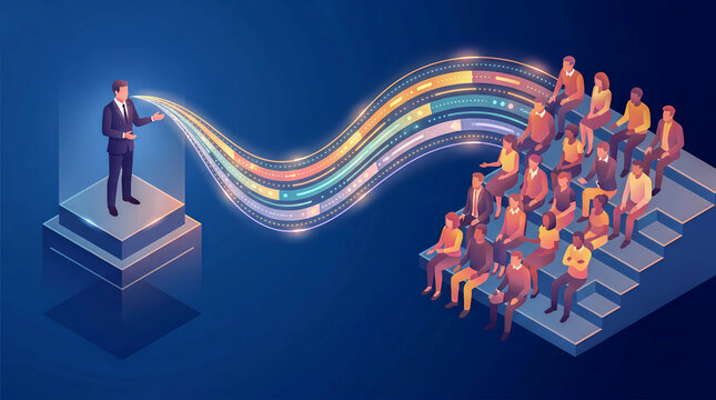 Business Presentation and Communication of Ideas to Audience IllustrationBusiness Presentation and Communication of Ideas to Audience Illustration