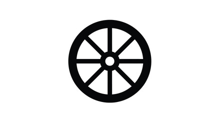 Obraz premium Wagon Wheel Silhouette Black Flat Vector Graphic