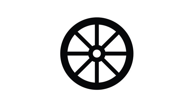 Wagon Wheel Silhouette Black Flat Vector Graphic