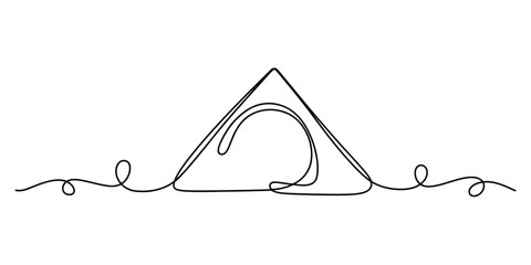 Abstract single line drawing of a tent or shelter with decorative swirls Vector, illustration © Nebaron