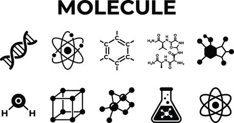 Fototapeta premium Diverse molecular structures and atomic models on white background for science and research concepts