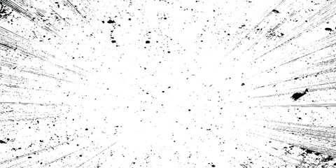 Abstract radial explosion with ink splatter lines bursting from the center, high-contrast black and white, dynamic motion, vintage grunge texture vector illustration, minimalist background. © TextureStock