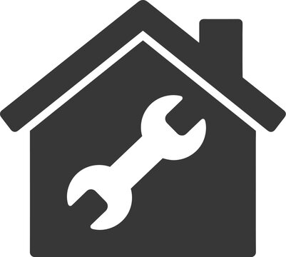 Home repair icon with wrench for maintenance and construction services
