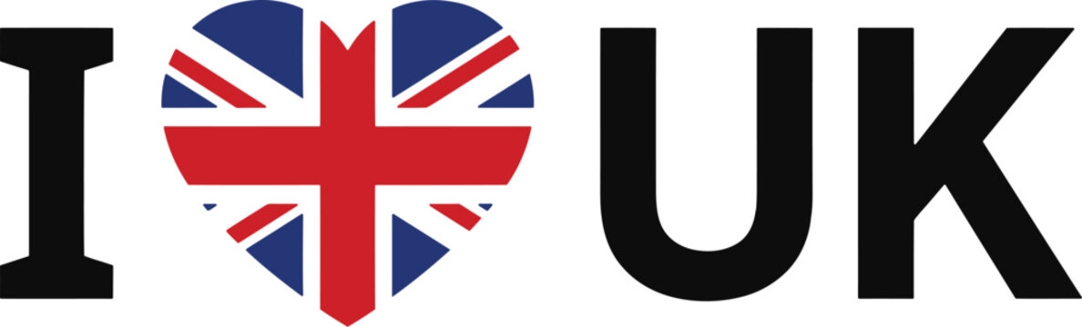 UK heart symbol with British flag colors for love patriotism and travel branding