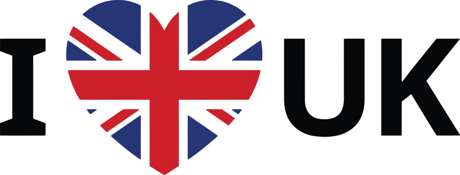 UK love heart symbol with British flag colors for Valentine s Day and patriotism