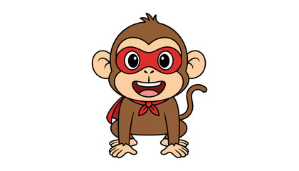 Cartoon monkey superhero with red mask and cape © MSTRUNA