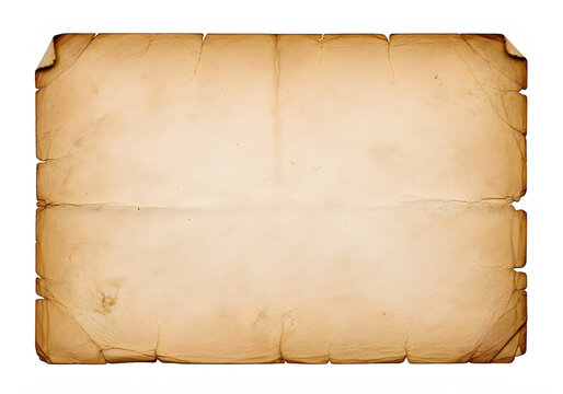 Vintage aged paper texture isolated on transparent background