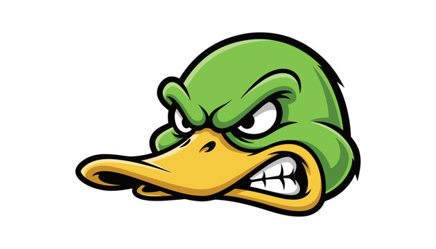 Angry Duck Face Digital Illustration Close-up