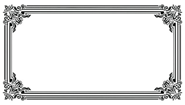 Elegant rectangular frame with double lines and detailed corner accents on a white backdrop.