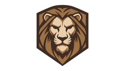 Obraz premium Stylized Lion Head Illustration in Hexagon