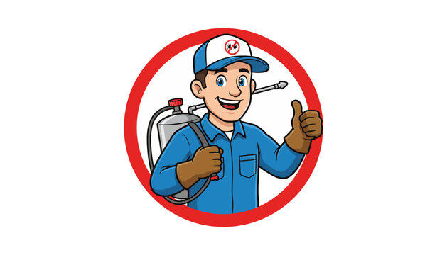 Illustration of smiling pest control worker giving thumbs up