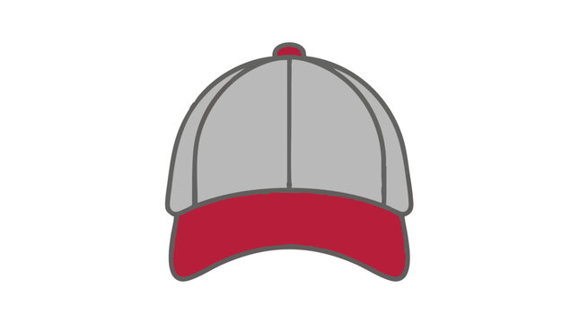 Baseball cap with grey crown and red brim