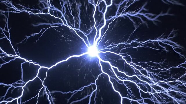 Bright electrical discharge glowing against a dark background