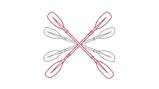 Crossed kayak paddles icon, vector illustration of rowing equipment