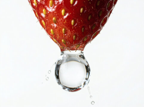 Fresh Strawberry with Water Droplet Falling 1.