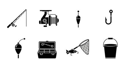 Fishing Equipment Icon Set © huhiyart