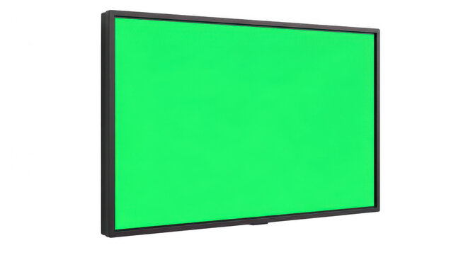 Modern green flat panel display screen isolated on transparent background