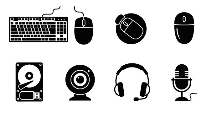 Computer Hardware and Peripherals Icon Set