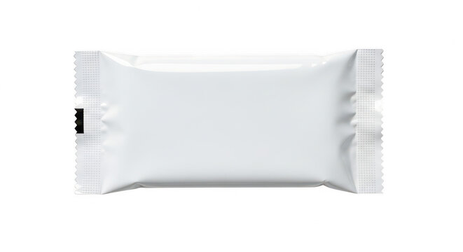 Plain white snack food wrapper on display isolated on transparent background