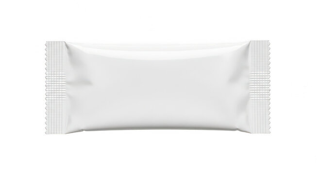 Plain white snack wrapper on flat surface isolated on transparent background