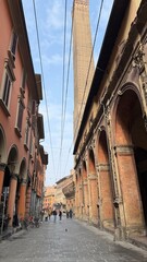 Scenic view of Bologna, Italy, featuring the historic city center, beautiful architecture, and famous landmarks. Charming Italian streets and historic buildings showcasing the cultural. © Simonahelga