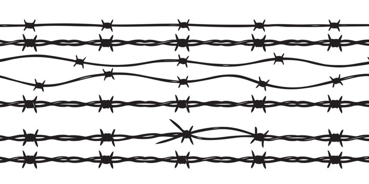 Black barbed wire lines set on a simple horizontal arrangement