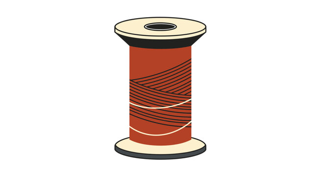 Minimal Spool of Red Thread Vector Illustration