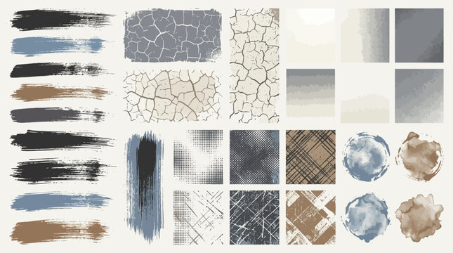 Collection of various paint brush strokes.