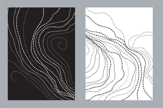 Abstract painting in black and white with small dots.eps