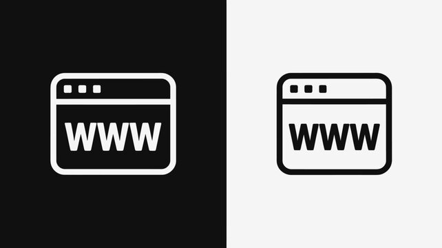 Minimalist world wide web browser icon in black and white contrast