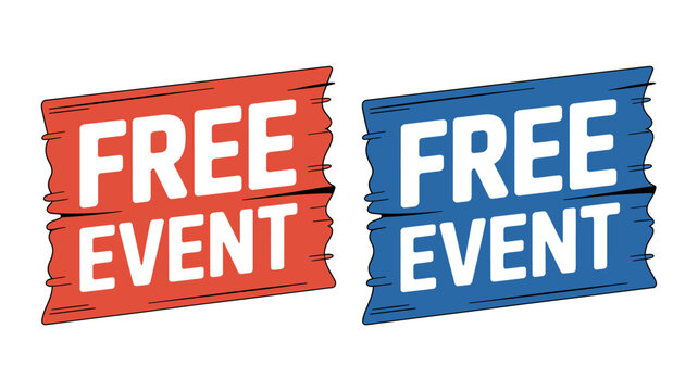 Free event banner with retro pixel style in red and blue color
