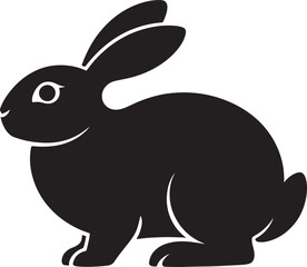 Obraz premium Minimalist black silhouette of a rabbit sitting in a side view profile
